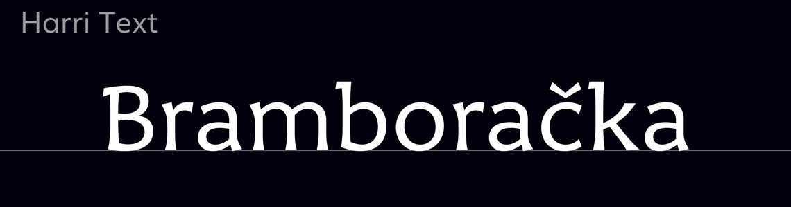 A word set in Harri Text typeface